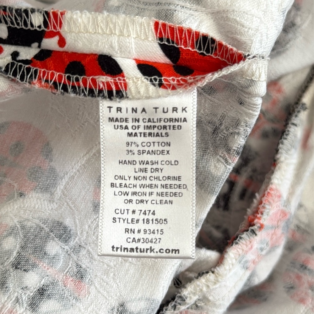 Trina Turk | Corbin Ladybug Print Cotton Stretch Shorts 181505 White/Red/Black 6 - Picture 9 of 16